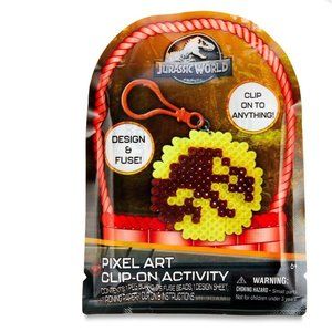 Jurassic World Pixel Art Clip on Activity, 175 Plastic Beads, Easter Party Favor